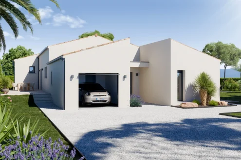 Maison contemporaine aux lignes épurées avec garage, modèle Villas Gaia