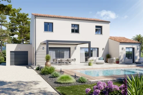 Villa neuve à étage avec terrasse et piscine, modèle Villas Gaia
