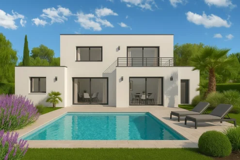 Maison contemporaine à étage avec piscine, modèle Villas Gaia
